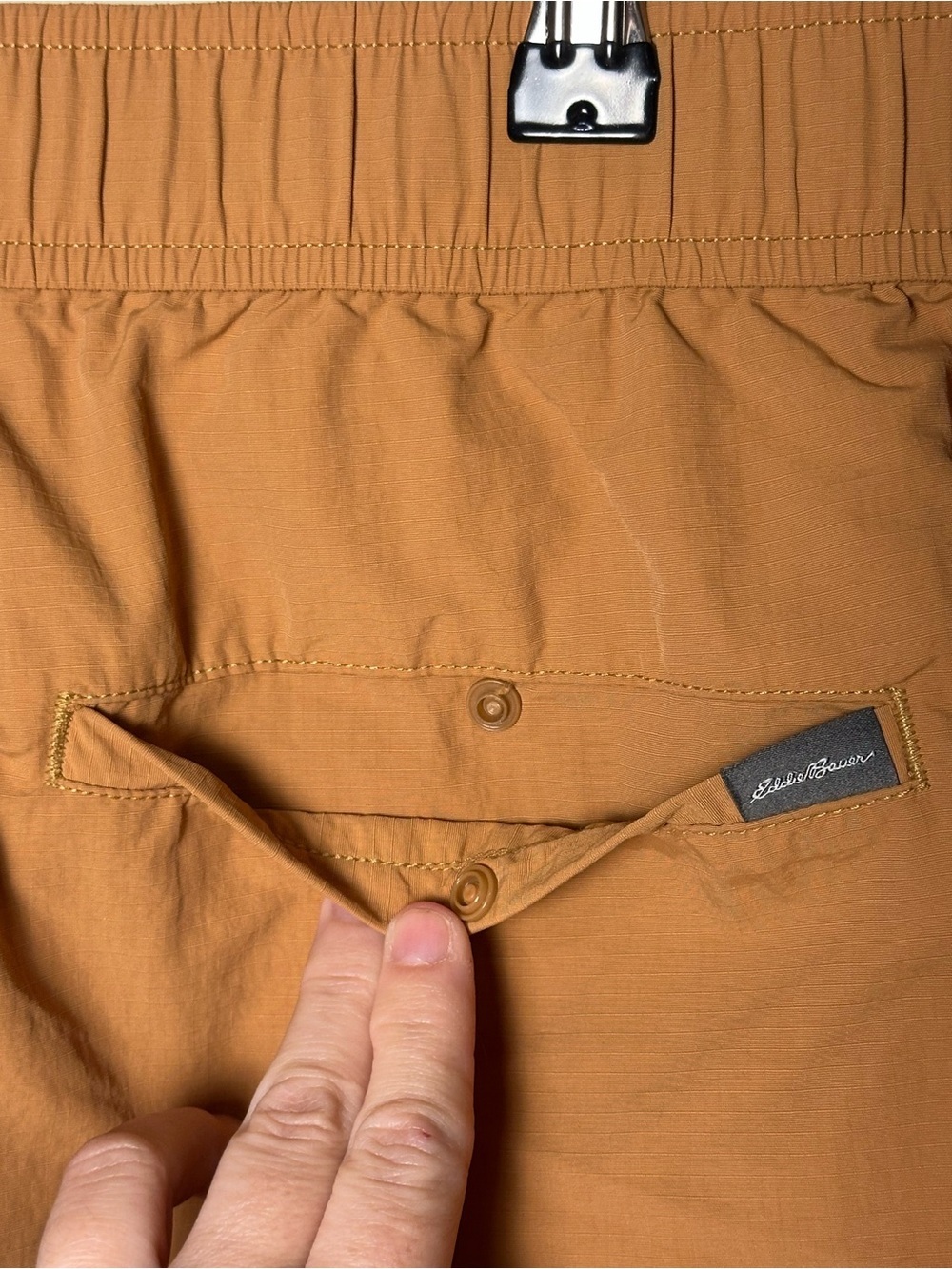 Eddie Bauer Men's Ripstop Tech Pull-On Shorts Brown Sugar Khaki XL UPF Ripstop - Picture 10 of 10